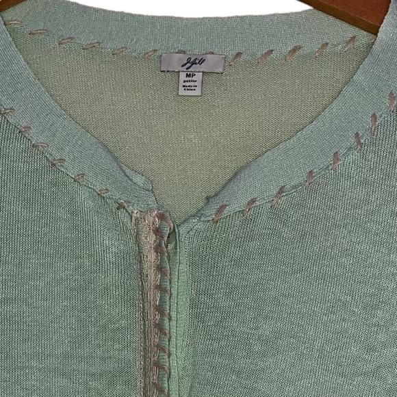 J. Jill Women's Lightweight Cotton Linen blend Button Embroidered cardigan - Picture 2 of 4